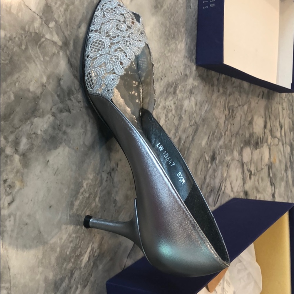 Stuart Weizmann Chantelle Silver Evening Shoes - image 5